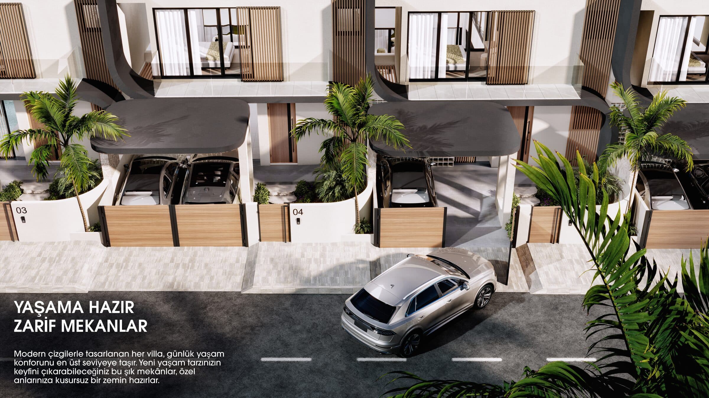 Nova Villas Gönyeli dış cephe villa görünümü 2 — Kuzey Kıbrıs lüks konut